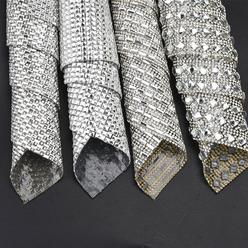 Glass Rhinestone Sticker Applique Trim Crystal Beaded Banding Mesh DIY Car Decoration Self Adhesive Patch Clothes Accessories | Дом и сад