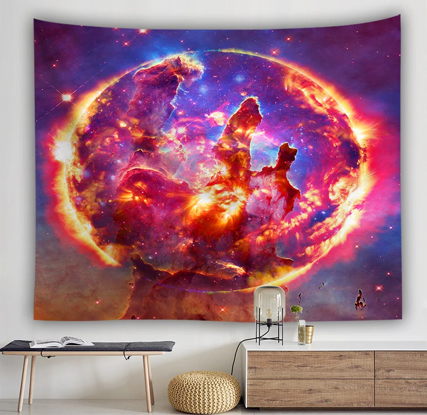 

Yaapeet Polyester Starry Sky Printed Wall Tapestry Colorful Galaxy Pattern Hanging Tapestry Retro Fashion Style Wall Decor
