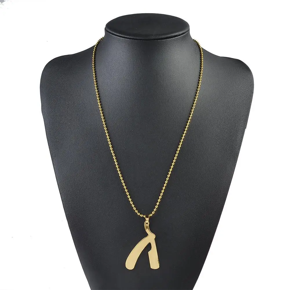 Модное ювелирное ожерелье в стиле хип хоп Золотая цепочка парикмахерское лезвие