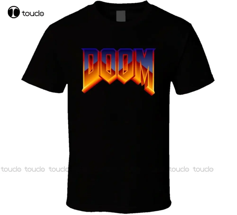

Doom, видеоигра, красочный логотип, футболка, футболки для мужчин, мода