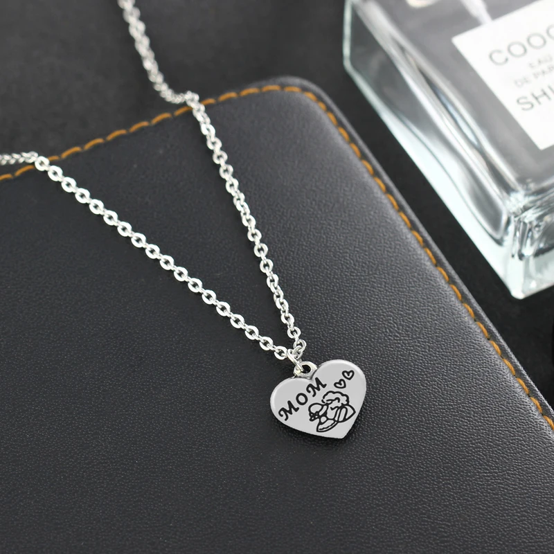 12PC Family Necklace Love Heart Pendant Chain Mom With Kid Mommy Women Mum Mother's Day Birthday Xmas Party Gifts Charm Jewelry |