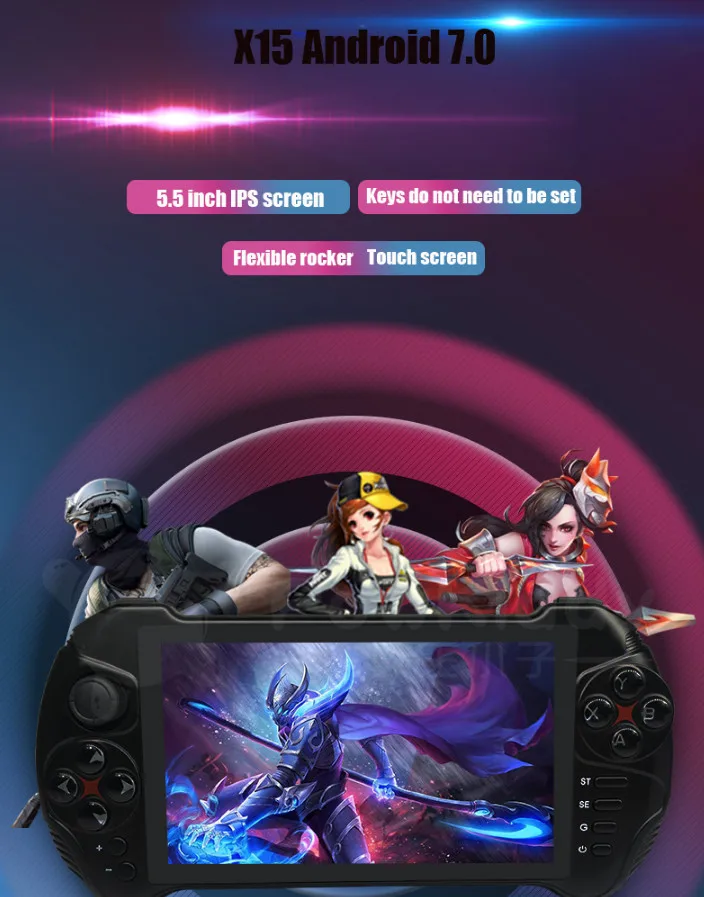 Портативная игровая консоль Powkiddy X15 Android экран 5 дюйма 1280*720 четырехъядерный