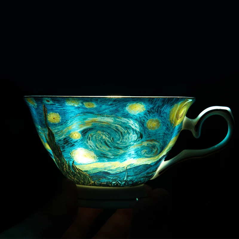Van Gogh design fine bone china coffee cup and saucer ceramic | Дом и сад