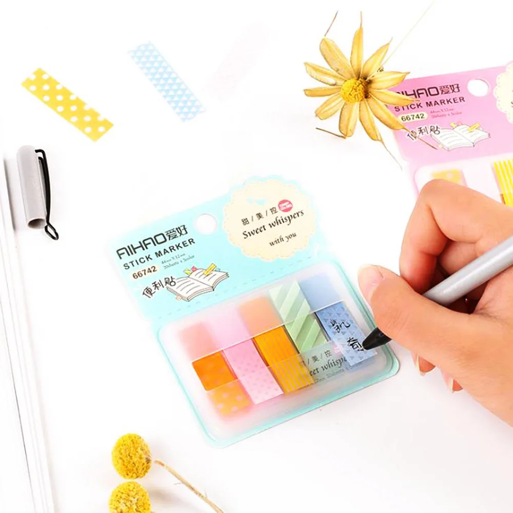 

1PC Cute Kawaii Candy Colored Stick Markers Book Page Index Flag Sticky Notes DIY Diary Paster Stickers Office School Supplies