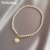 2022 new style baroque imitation pearl heart shaped necklace korean classic elegant luxury clavicle necklace women jewelry gifts