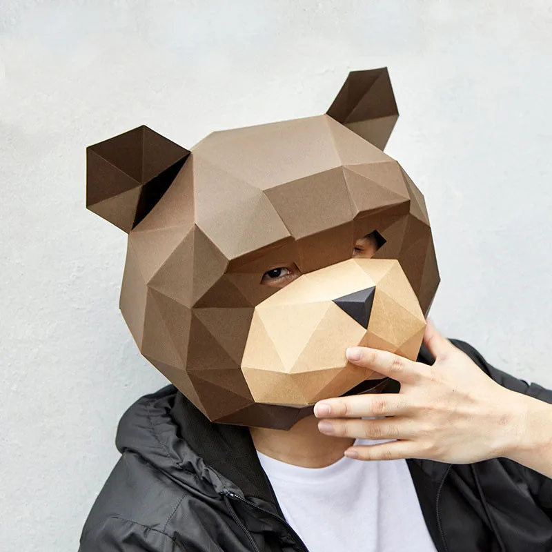 Новый DIY 3D Smile Teddy Bear бумажная маска головной убор модель карты строительные