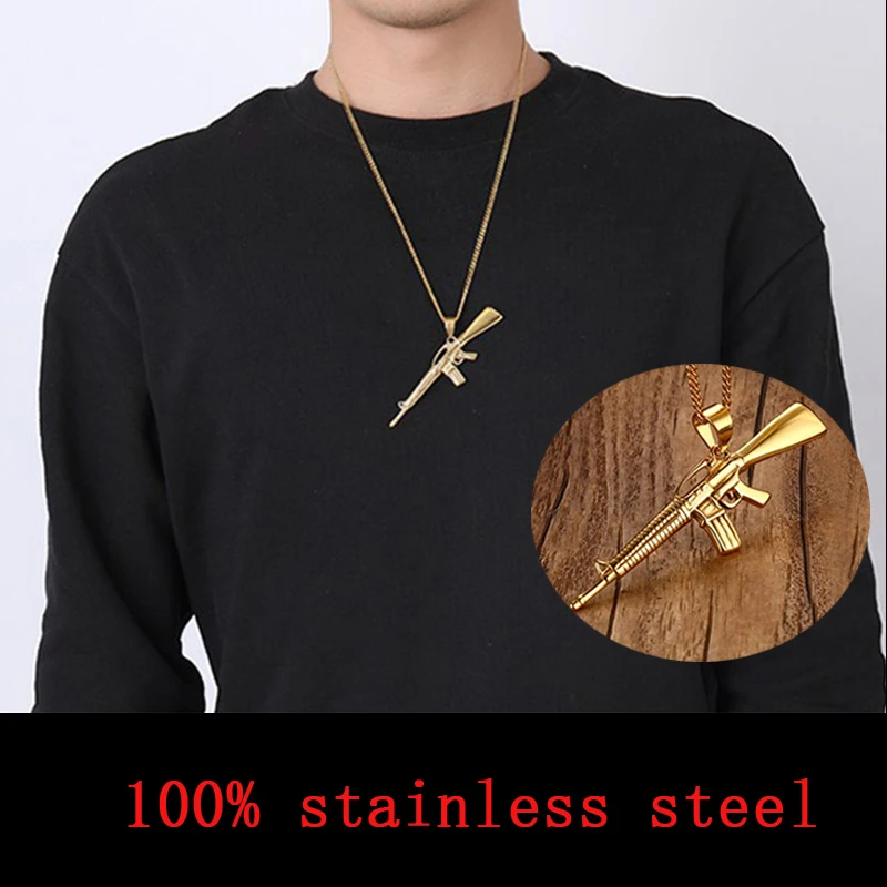 Золотые ожерелья мужская мода удивленная Подвеска из нержавеющей стали мини