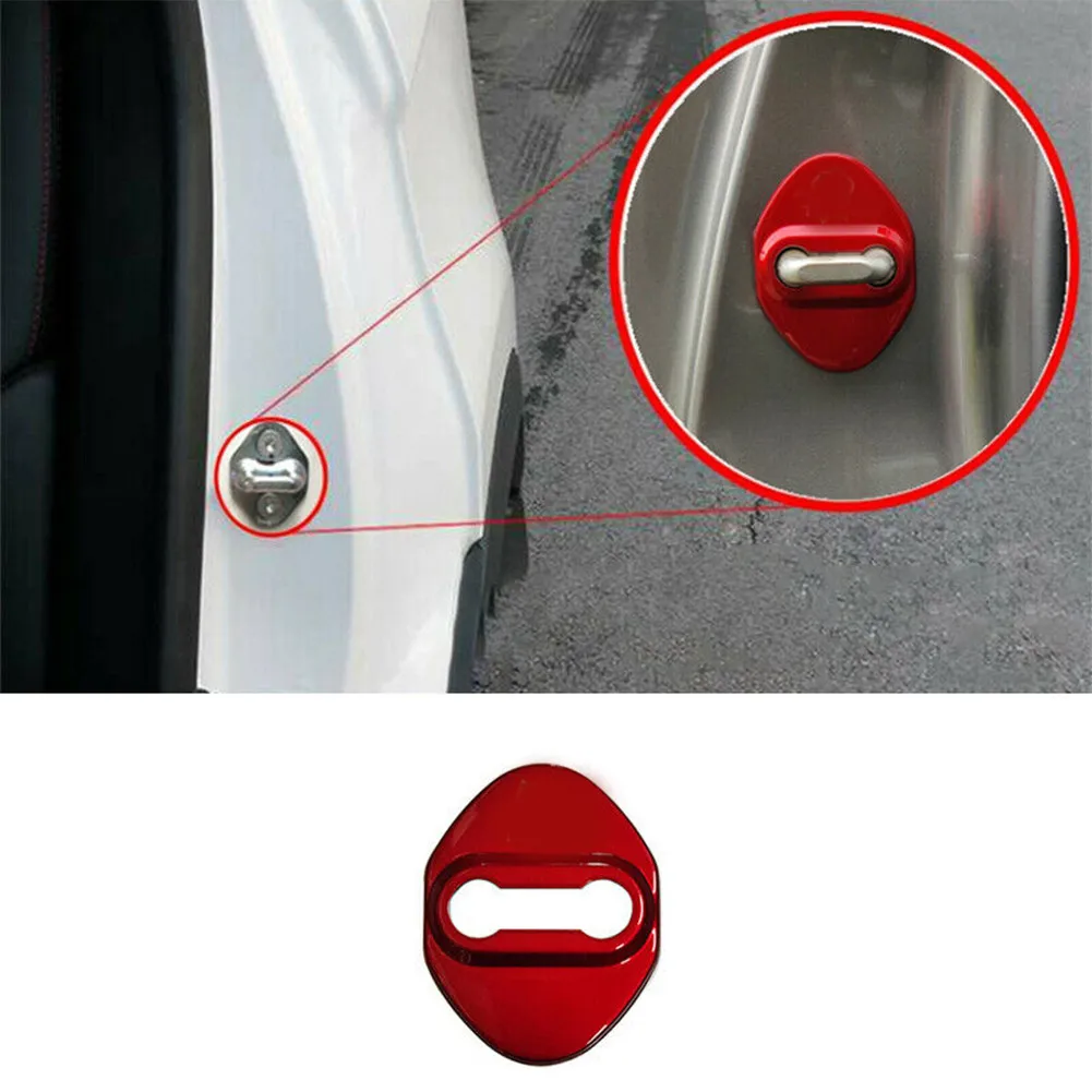 

1pc Car Red Door Lock Protection Buckle Protective Cover Auto Accessories For All Toyota- Model Without LOGO