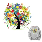 Новинка, цветные термопереводные наклейки с цветами заплатки дерево для одежды, футболок, сумок, самодельные моющиеся клейкие патчи для глажки