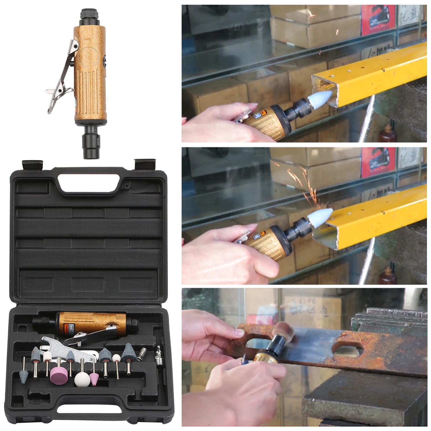 

Мини-шлифовальный станок с насадками 20000 ОБ/мин, Вращающийся набор для полировки воздуха с насадками 1/4 дюйма и 1/8 дюйма