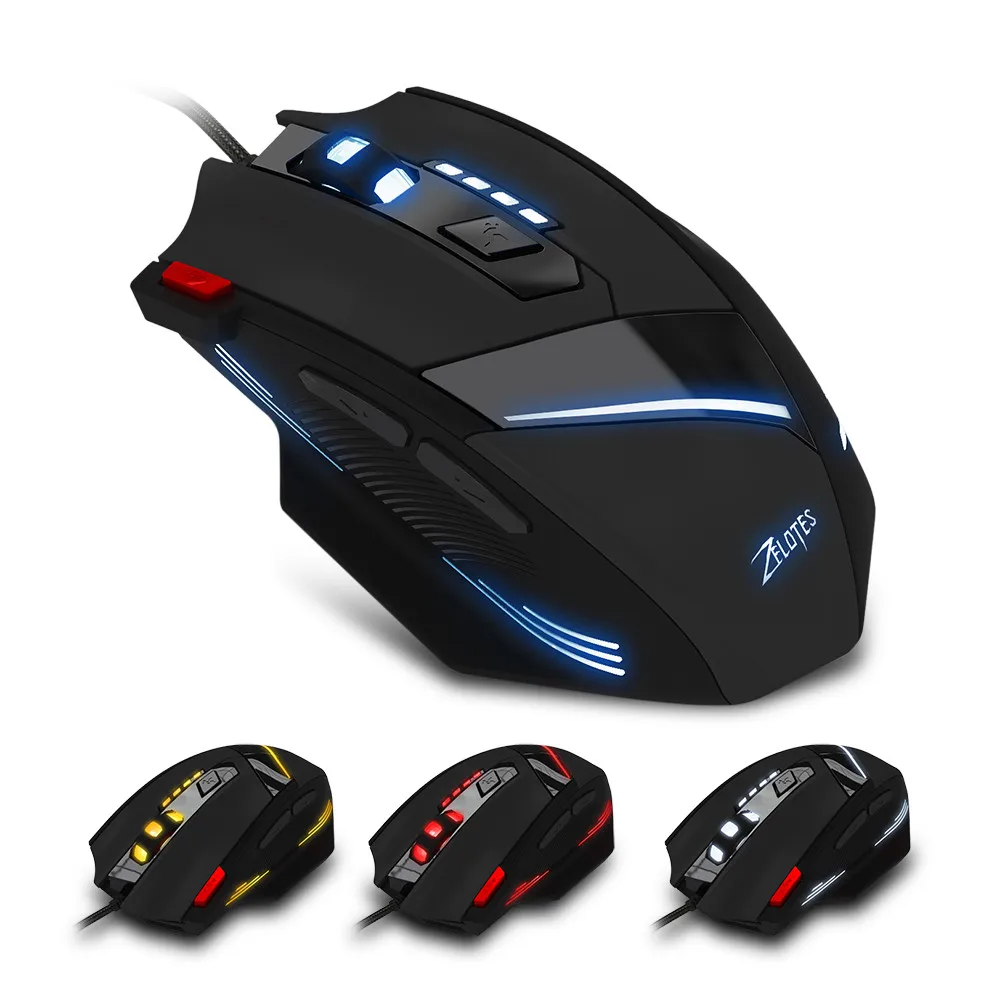 USB Проводная оптическая игровая мышь ZELOTES T-60 3200DPI 7 кнопок | Компьютеры и офис