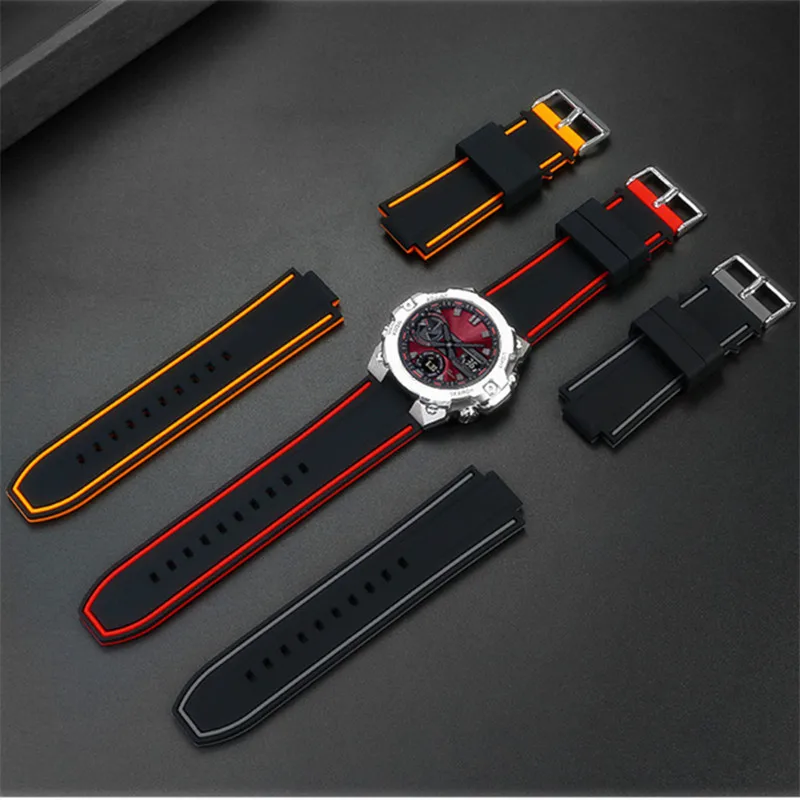 

Convex waterproof rubber watchband for C-asio steel heart men's watch GST-B400 strap gst-b400d black silicone wrist bracelet