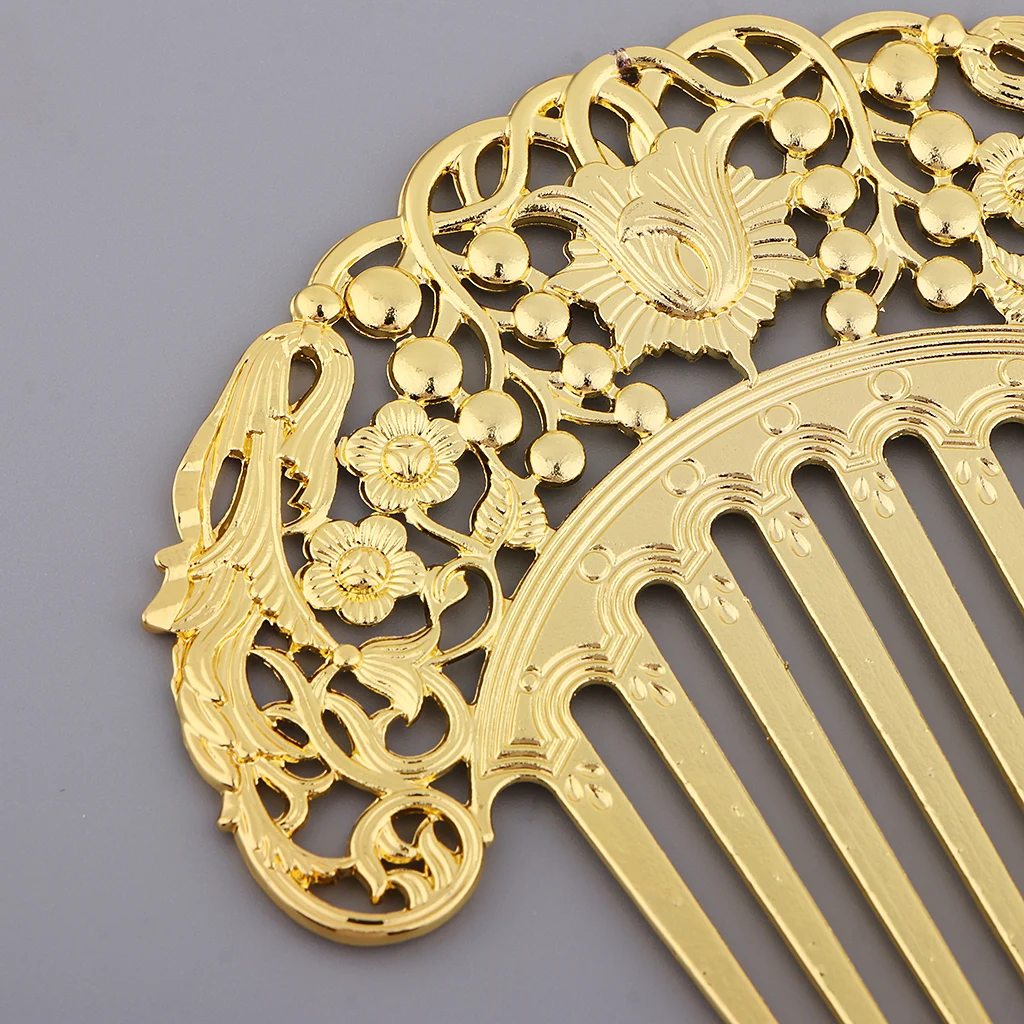 

Филигранные цветы дизайн Сделай Сам зажим для волос из сплава боковые гребни для волос ювелирные изделия для волос 8