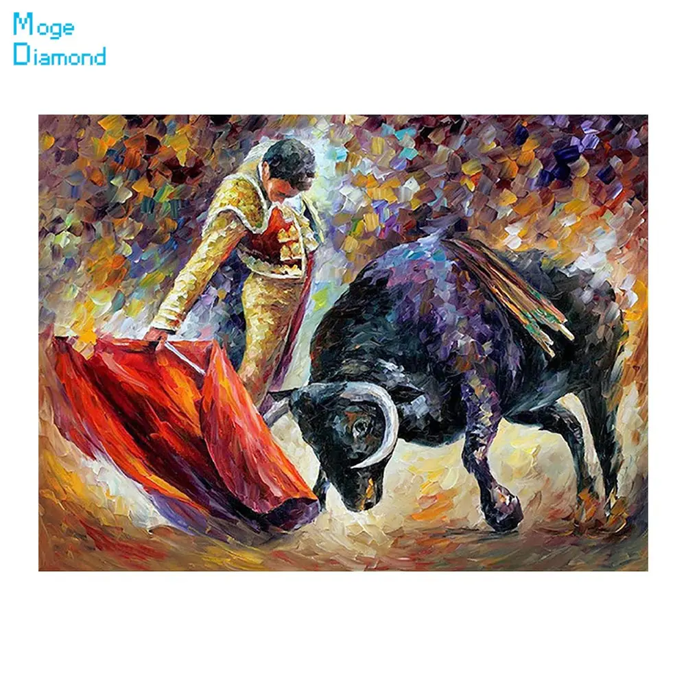 

Красная ткань, матадор, алмазная картина, портрет, животное, круглая, полная дрель, рукоделие, мозаика, вышивка 5D, вышивка крестом