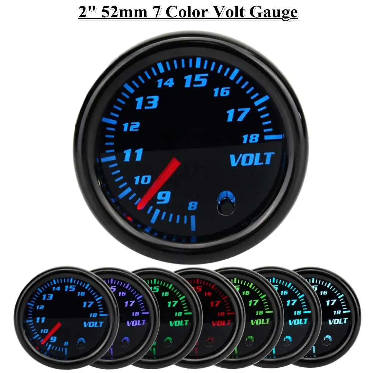 Volt gague 2 дюйма 52 мм Автомобильный Boost BAR psi нефтяной прессур Gague Температура масла Температура воды об/мин вакуумный Вольт Датчик Boost Gague с 7 однотонными цветами - Цвет: Volt gague