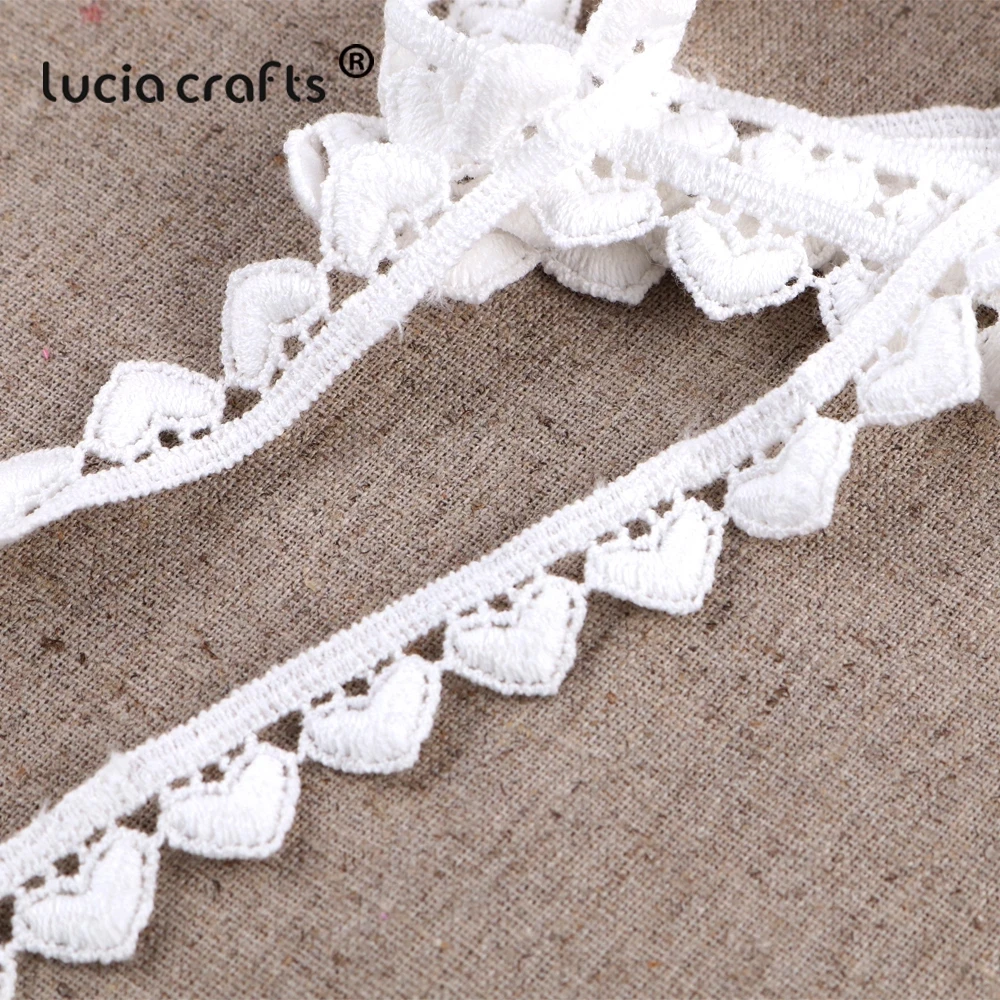 Распродажа 5 лет/шт 14 мм хлопок кружевная ткань бежевое сердце отделка ручная