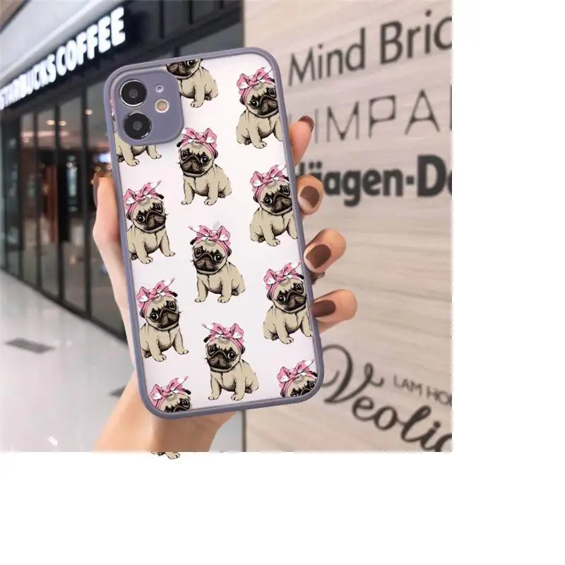 

Pug Dog Phone Cases matte transparent For gray iPhone 7 8 x xs xr 11 12 pro plus max mini Clear Funda
