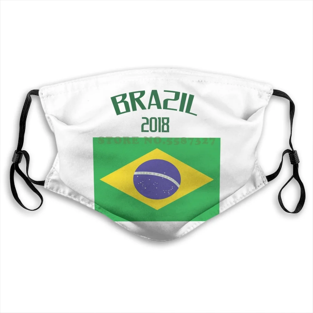 

Brazil Flag Russia World Match Cup Newest Design Fans Footballer Washable Diy Cool Face Masks