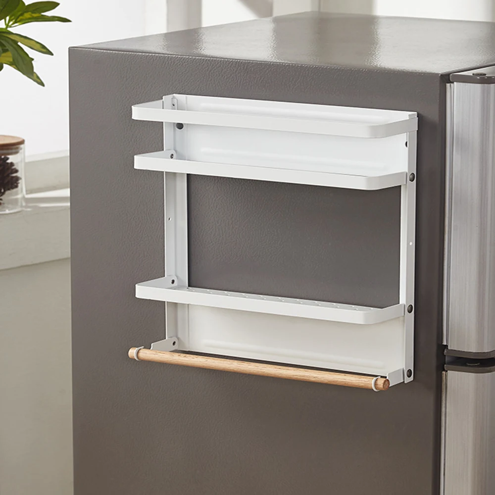 Folding Magnetic Refrigerator Rack Storage Box Paper Towel Rust-Proof Spice Jar Heavy Duty For | Дом и сад