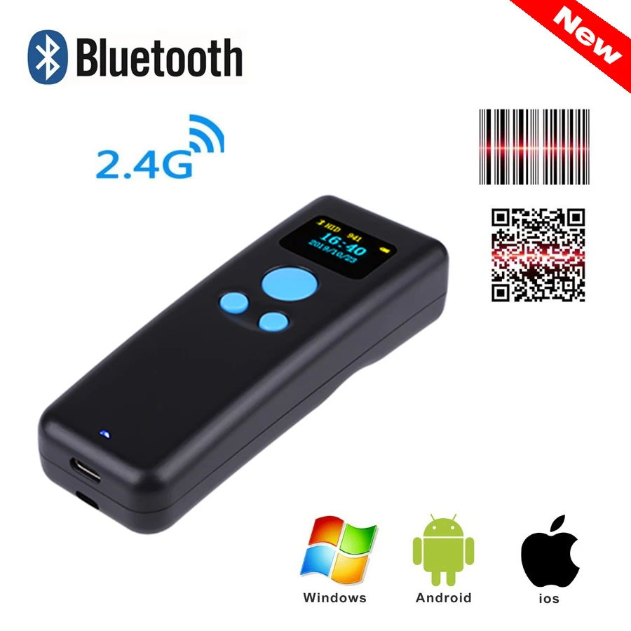 Портативный сканер штрих кода qr 1d 2d Лазерный bluetooth мини портативный считыватель
