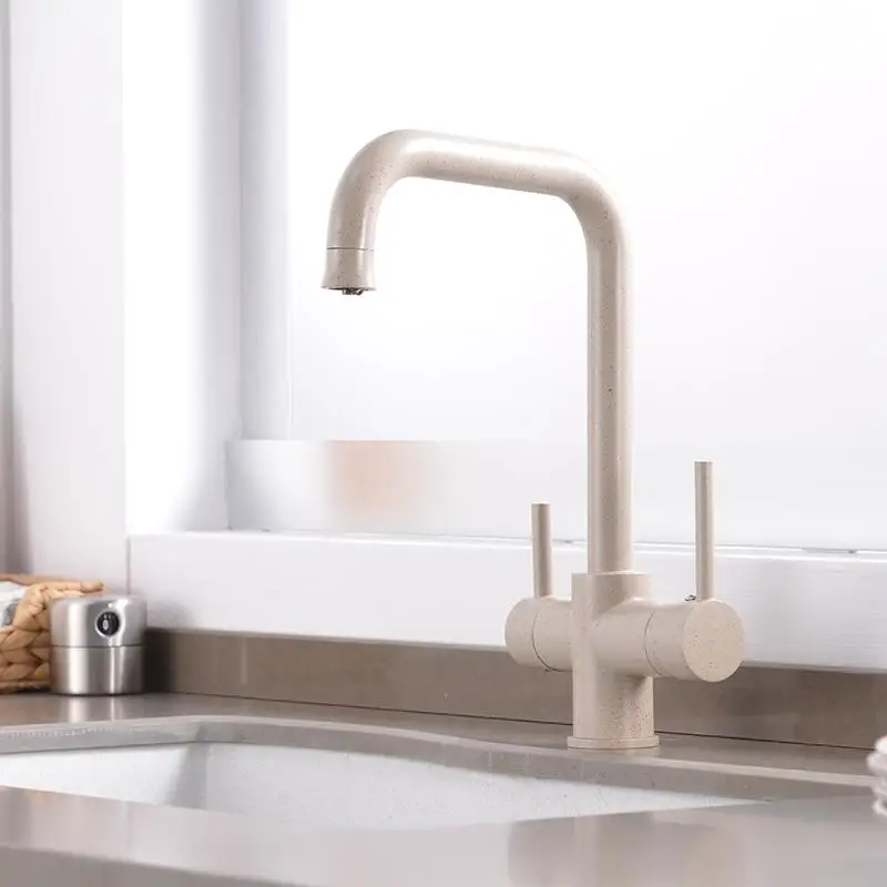 Кухонный смеситель для питьевой воды простой и чистый кран с двойной ручкой