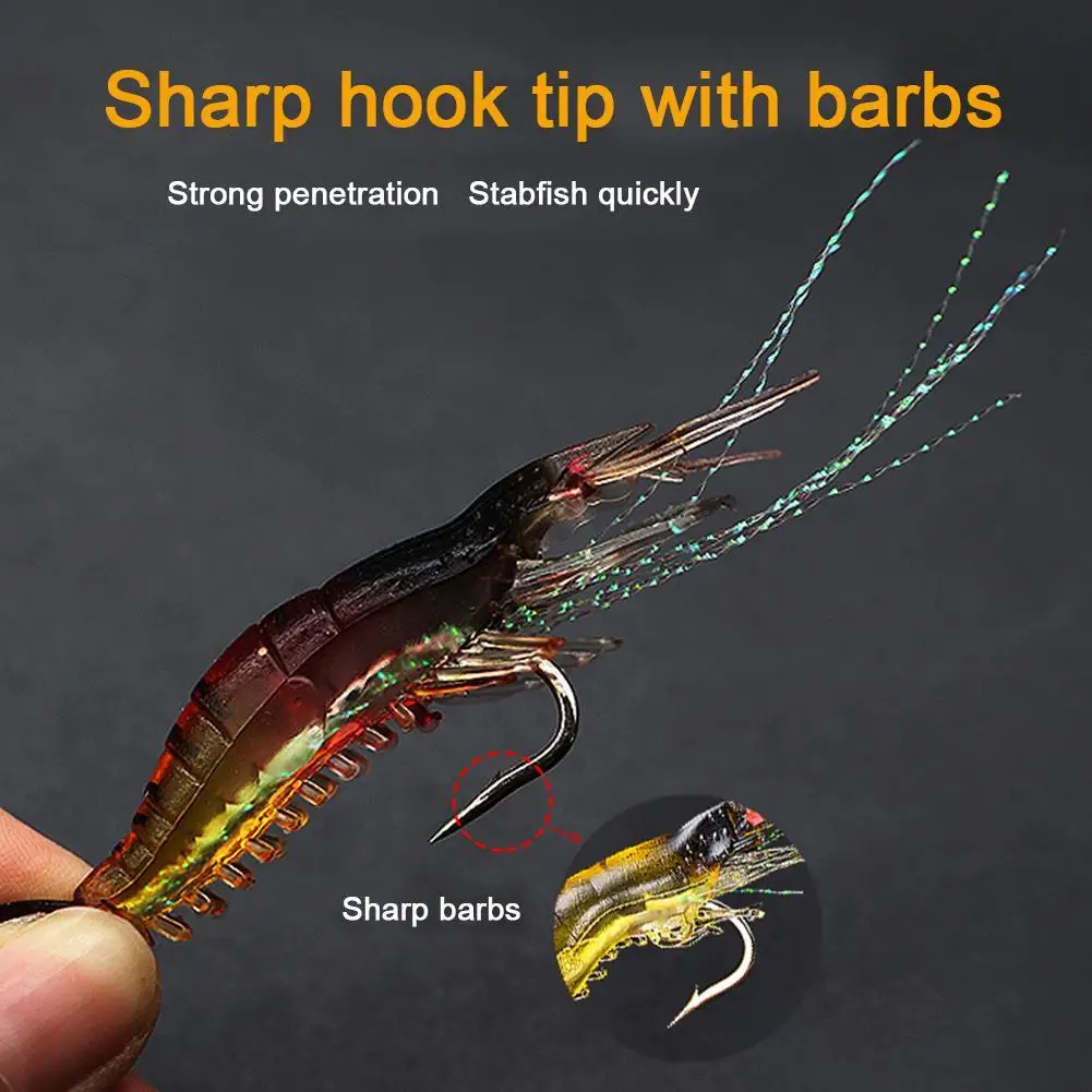 

7pcs/set Luminous Fake Shrimp Soft Silicone Artificial Swivels with Rig Bait Bead Tackle Sea Fishing Supplies For Fishing H M6L3