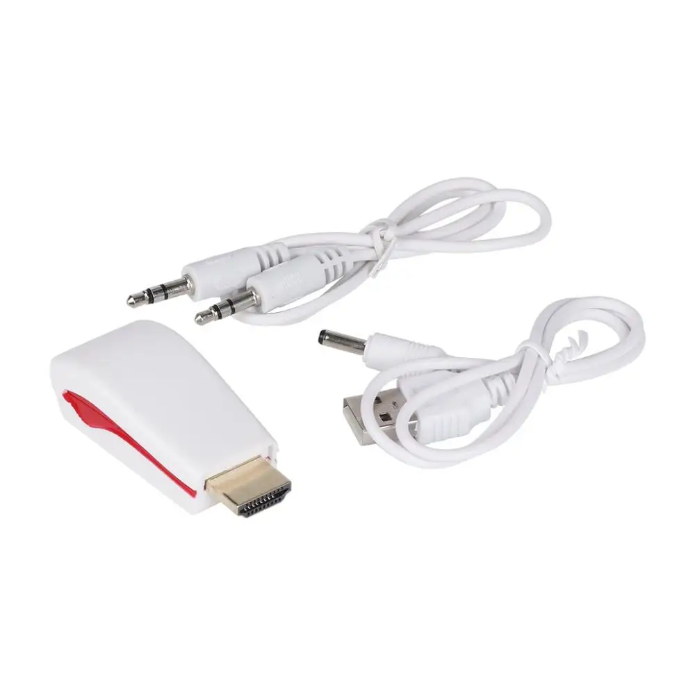 1080P HDMI мужчина к VGA Женский видео конвертер адаптер+ USB мощность аудио кабель ПК