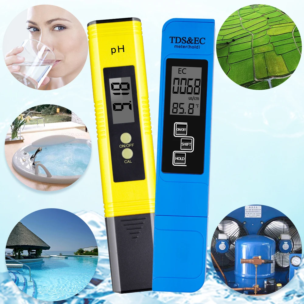 1 шт. TDS EC тест воды PPM Чистота фильтр 0-9990 PPM 1 шт. 0,0-14,0 цифровой рН-метр для аквариума лаборатория бассейн скидка 37
