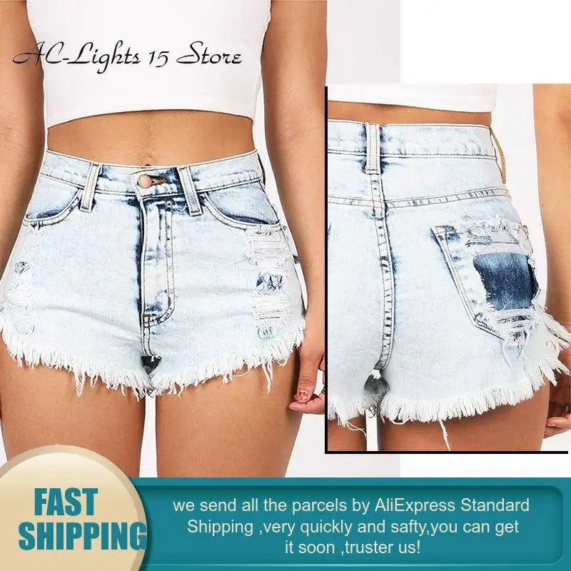 Летние шорты в стиле Харадзюку белые женские джинсовые винтажные рваные Мини с
