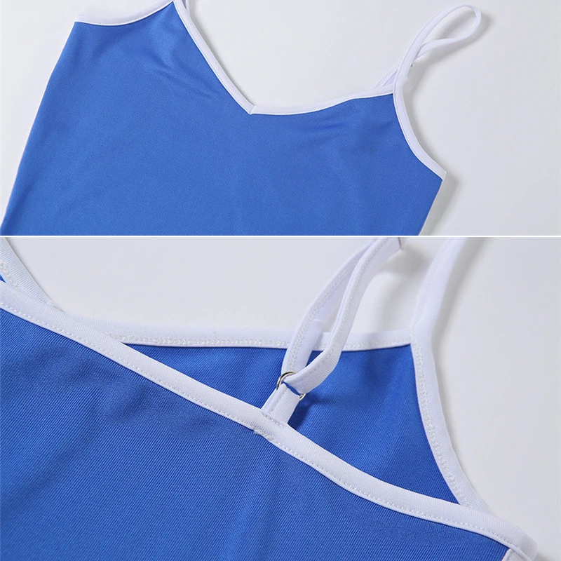 

2021 Sport Dresses V Neck Slim Sleeveless Patchwork Sweatshirt Female Mini Suspenders Casual Summer Evening Party Clothing