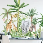 Тропический тропический лес джунгли животные слон жираф Скандинавское растение настенный наклейки диван детская спальня задний коридор украшение