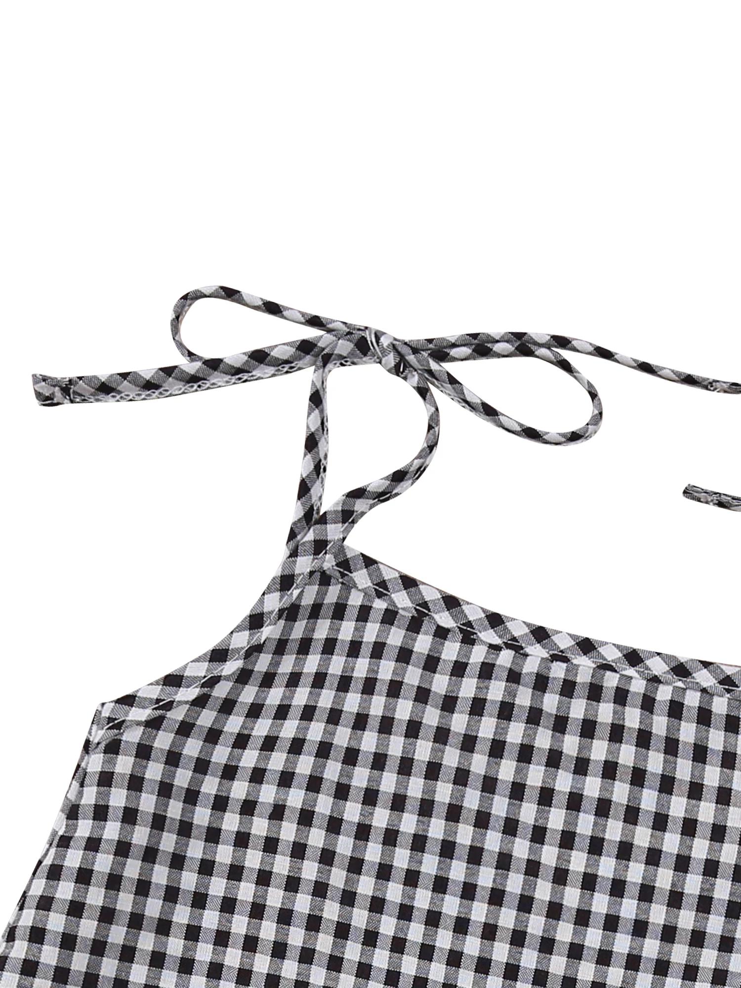 

2PCS Baby Girls Summer Outfits, Sleeveless Bow Tie Strap Plaid Print Camisole + Shorts Set