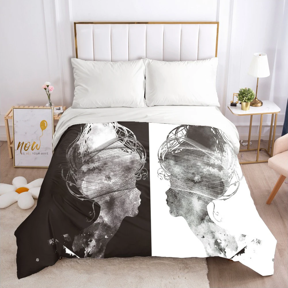 

1PCS Duvet Cover Comforter/Quilt/Blanket Case With Zipper 220x240/140x200 Custom Bedding Postmodernism Black And White