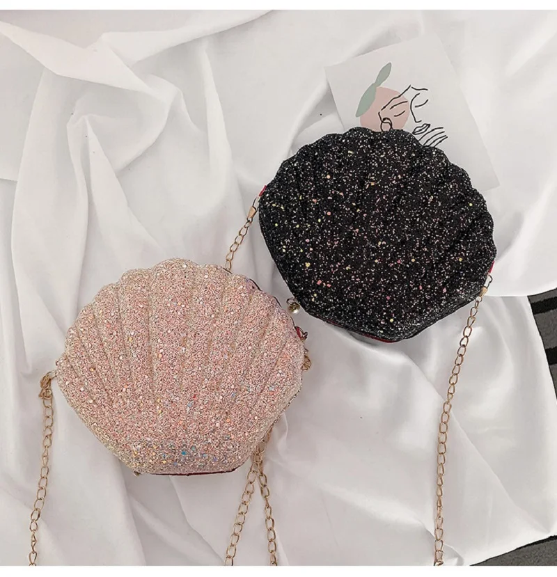 Блестящая мини-сумка через плечо в виде ракушки Корейская маленькая сказочная