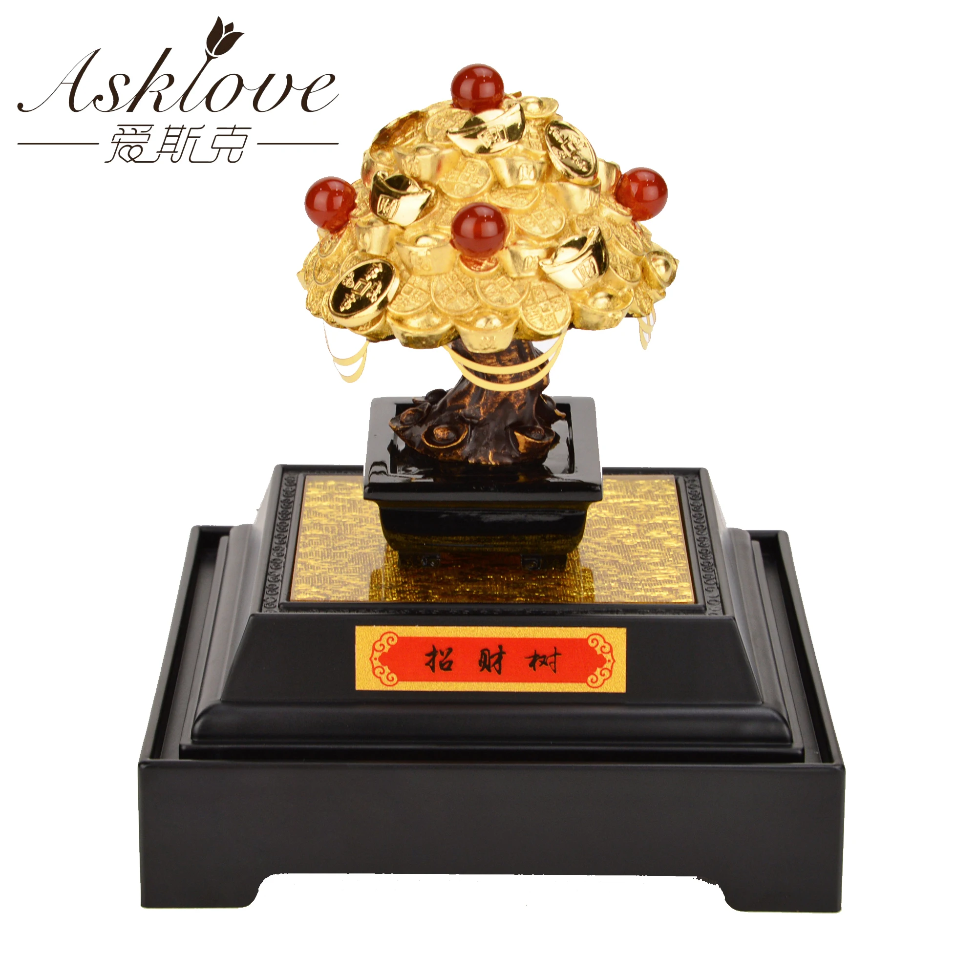 Золотое дерево Фортуны собирает богатства 24k золотой орнамент из фольги Fengshui