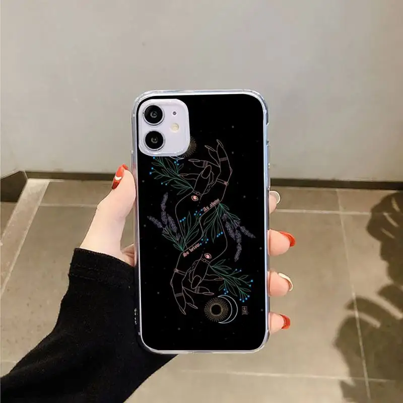 

Witches Moon Tarot Mystery Totem The Lovers Phone Case Transparent for iPhone 6 7 8 11 12 s mini pro X XS XR MAX Plus
