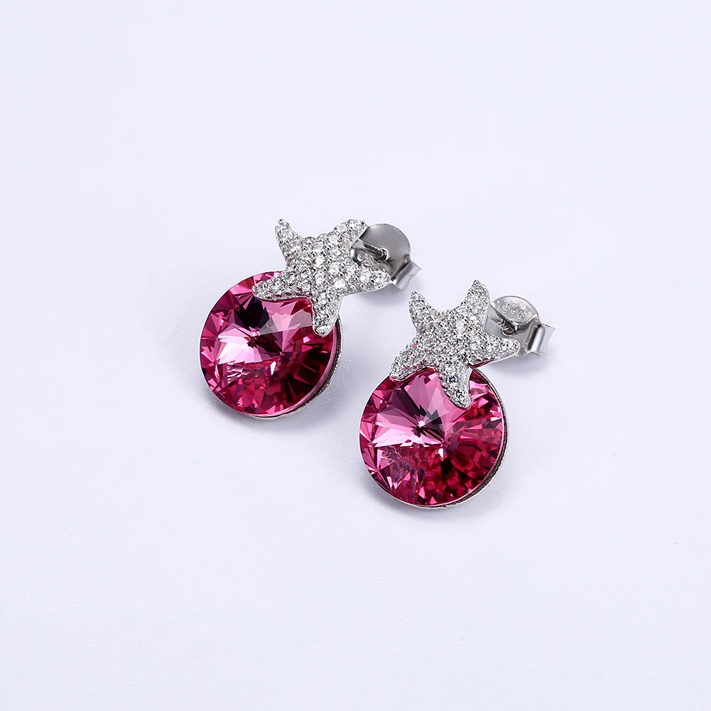 

ZEMIOR 925 Sterling Silver Shining Stars Earrings For Women Austria Multicolor Crystal Classic Party Fine Jewelry 2021 On Sale