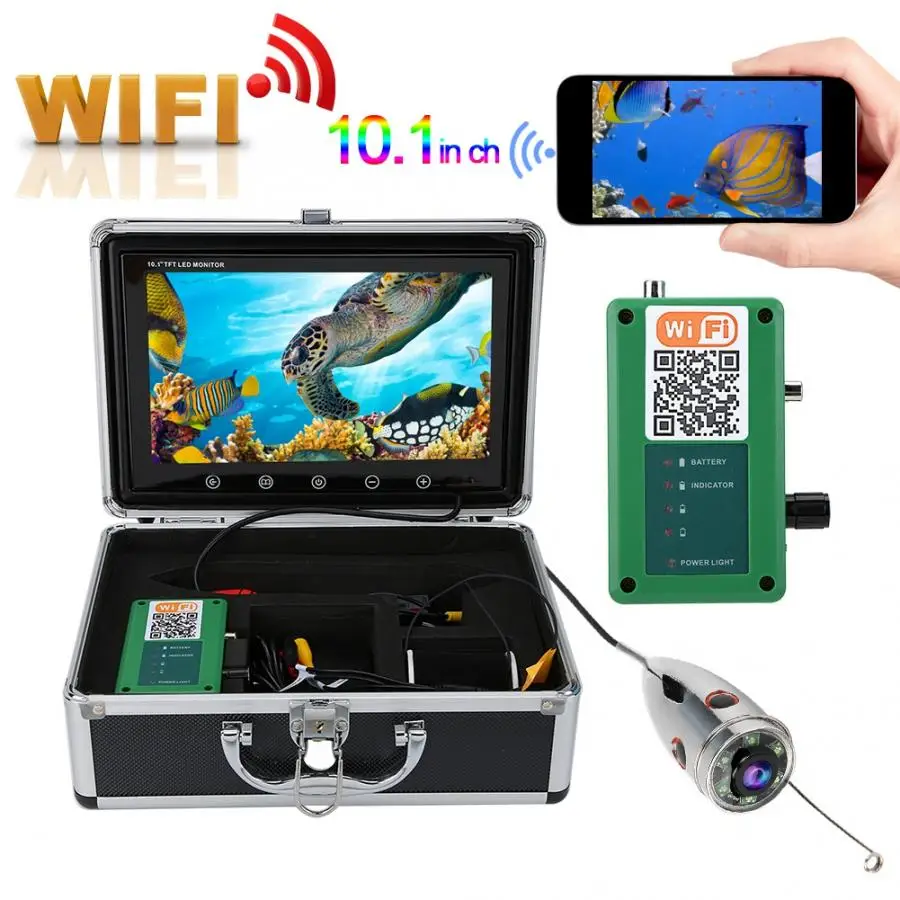 Беспроводная камера для подводной рыбалки 100 240 В 10 1 дюйма 1000 ТВЛ HD WiFi 16 4 фута 6