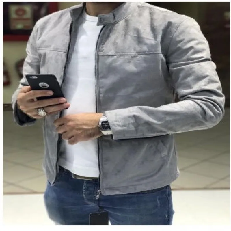 

Осенне-зимняя новая бархатная куртка из оленьей кожи, однотонная приталенная Мужская куртка, модная повседневная рабочая одежда, верхняя о...