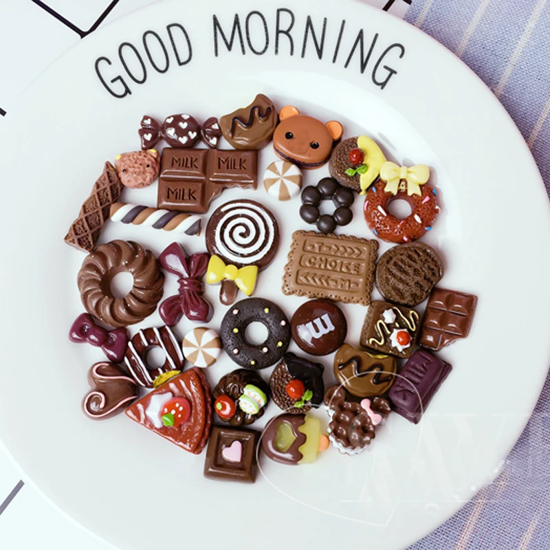 100pcs simulation food cake lot diy resin accessories toys play cream mobile phone case set material homemade party home decor free global shipping