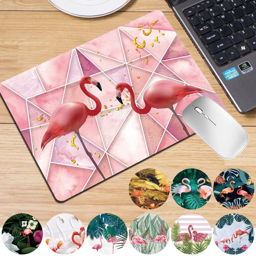 1pc Computer Mouse Pad Flamingo Pattern Mouse Pad Non-slip PU Leather Notebook Pad Office Desk Mat Universal Gaming Mousepad