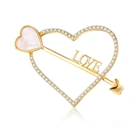 cute shell heart arrow brooches for women zircon love new copper brooch pins fashion clothing jewelry accesorios mujer