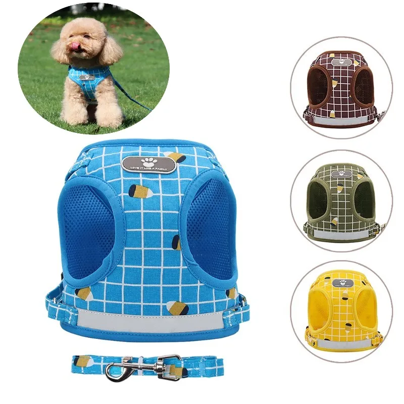 

Reflective Dog Harness and Leash Set Adjustable Pet Harness Vest For Small Medium Dogs Outdoor Walking Dog Leash Pet Accessories