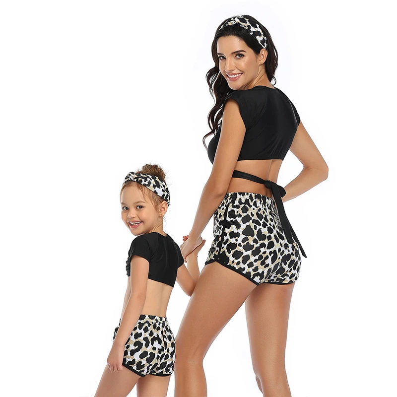 Купальный костюм из 3 предметов с высокой талией для родителей и детей женский