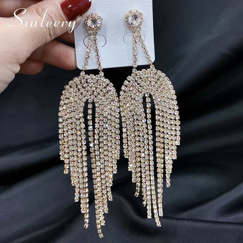 SINLEERY длинные серьги с кисточками для женщин Золотой серебристый блестящий цвет