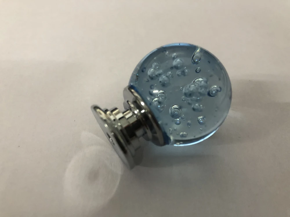 Мебельные ручки воды с голубыми пузырьками Хрустальная круглая ручка на шкаф