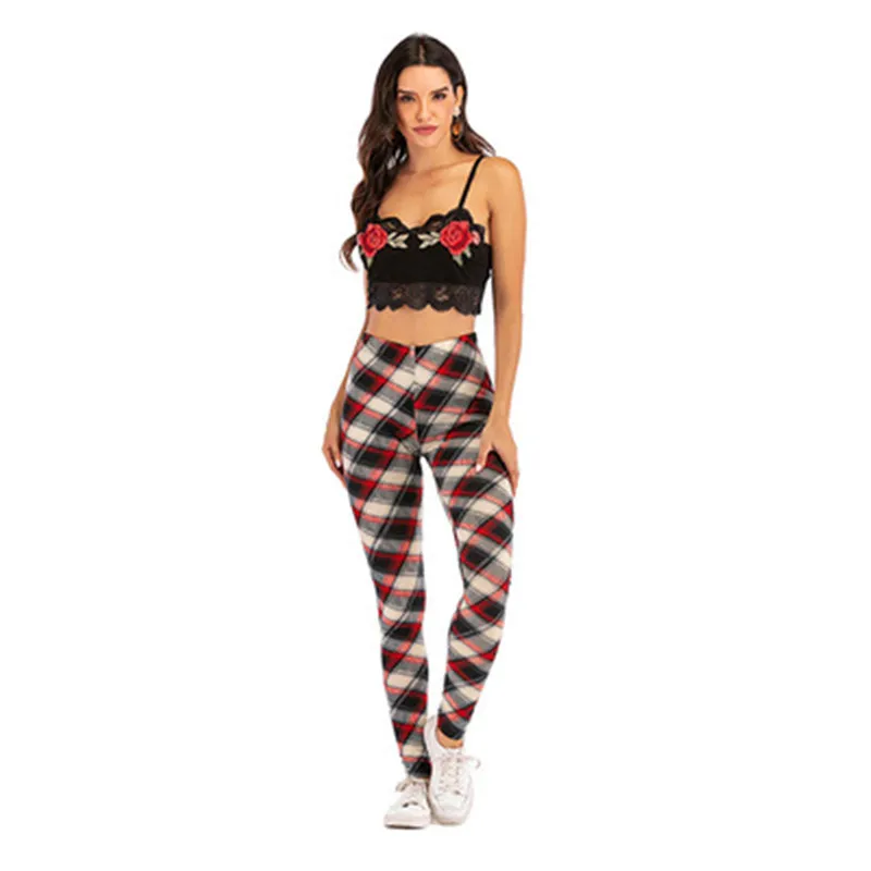 

Plaid Women Pencil Pants Slim Mid-waist Female Long Trousers 2021 New Arrival Spring Lady Pants