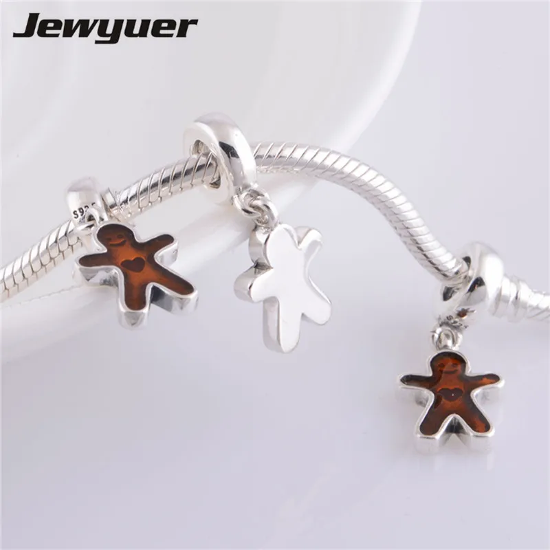 Имбирный пряник подвеска в виде человечка серебро 100% 925 пробы подходит для