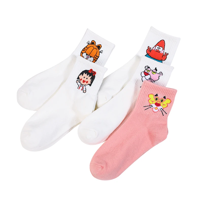 

Kawaii Women Cartoon Tube Socks Cute Animals Egg Rabbit Panther Cotton Crew Socks harajuku Unisex Pink Milk White Sox Japanese