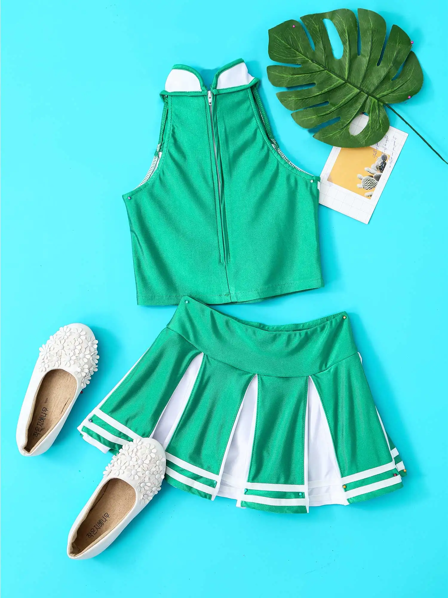 Блузка без рукавов для девочек с плиссированной юбкой